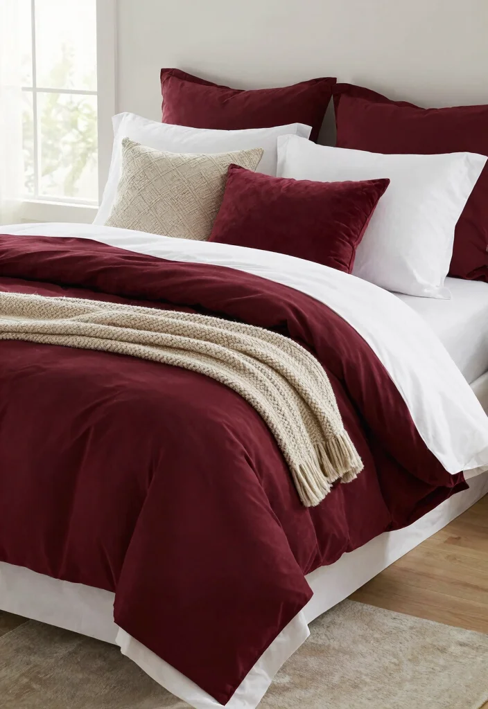 12 Burgundy Bedroom Ideas for a Rich Cozy Mood 4. Elegant Bedding Choices 0