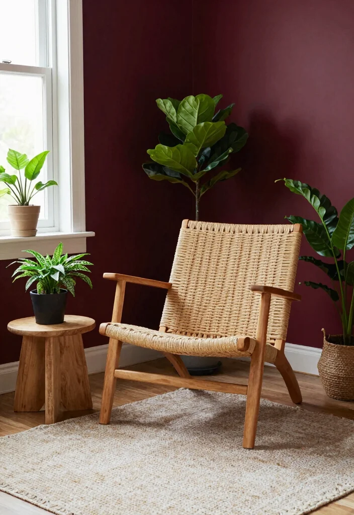 12 Burgundy Bedroom Ideas for a Rich Cozy Mood 7. Natural Elements to Enhance Warmth 0