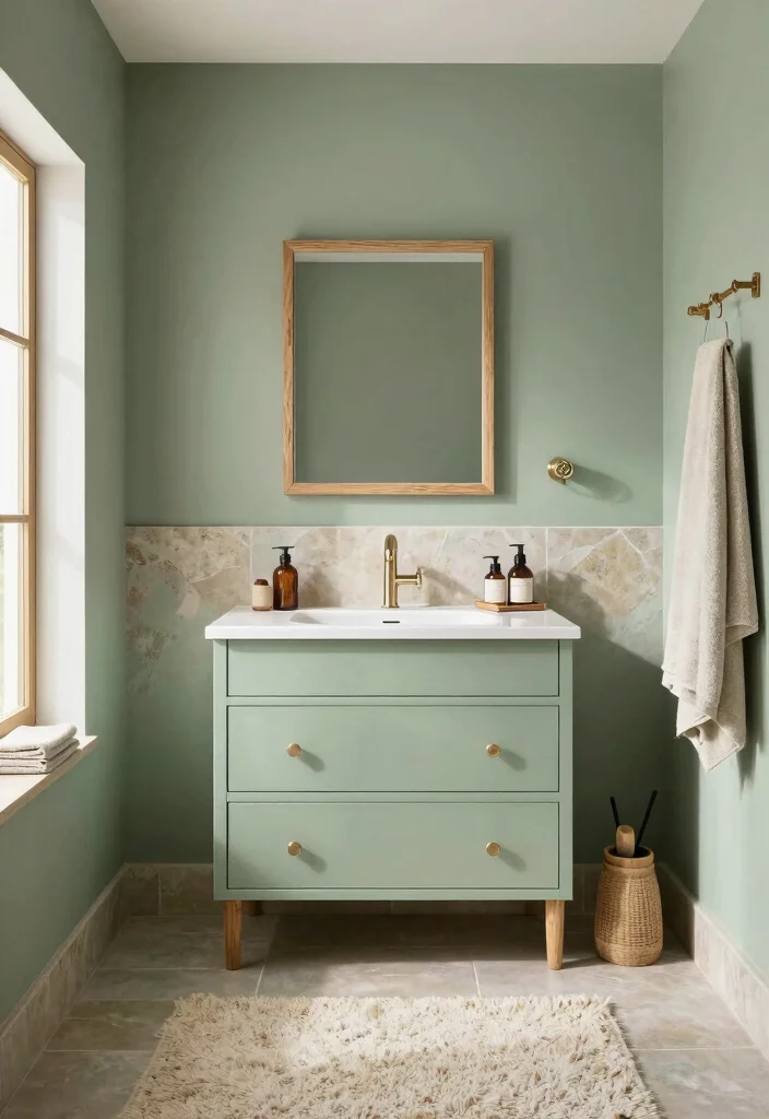 12 Cabin Bathroom Ideas with Rustic Cozy Charm 2. Nature Inspired Color Palette 0