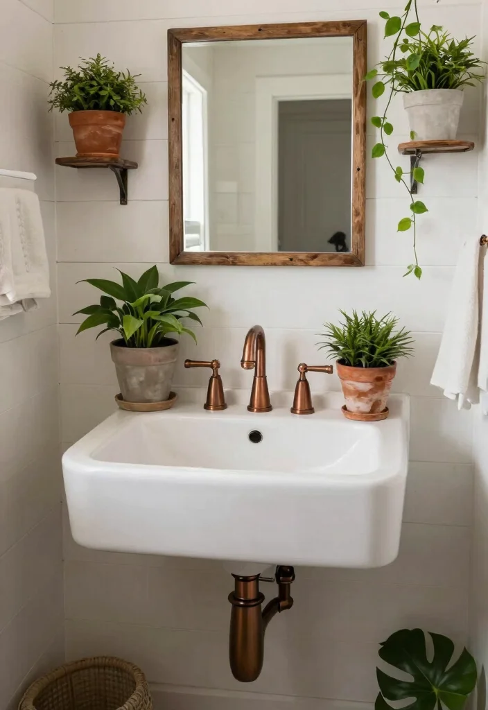 12 Cabin Bathroom Ideas with Rustic Cozy Charm 3. Vintage Farmhouse Fixtures 0