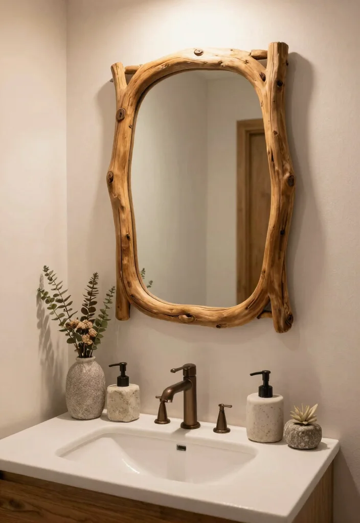 12 Cabin Bathroom Ideas with Rustic Cozy Charm 9. Nature Inspired Accessories 0