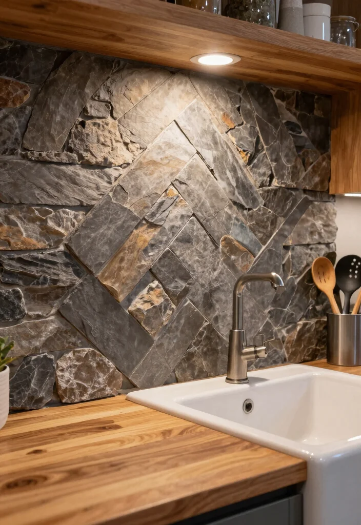 12 Cabin Kitchen Ideas with Rustic Cozy Charm 34 12 Cabin Kitchen Ideas with Rustic Cozy Charm 4. Stone Backsplashes 0