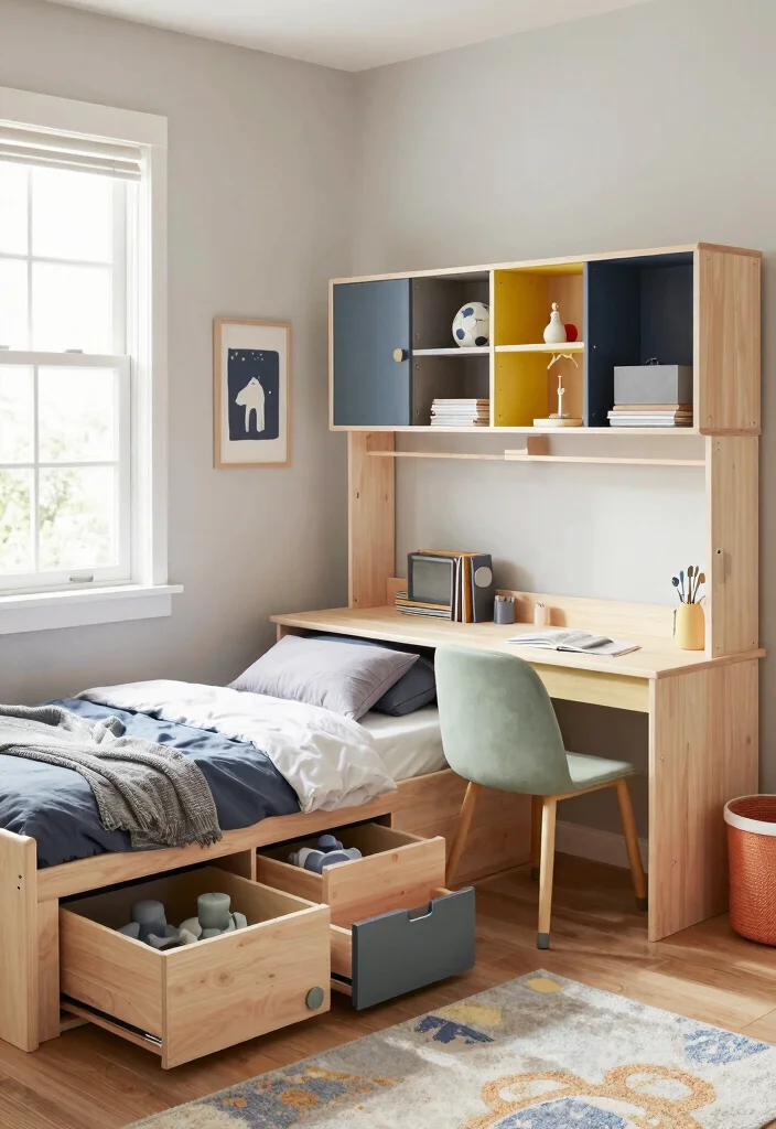 12 Children’s Bedroom Ideas That Are Fun and Practical 15 12 Childrens Bedroom Ideas That Are Fun and Practical 5. Functional Furniture for Kids 0