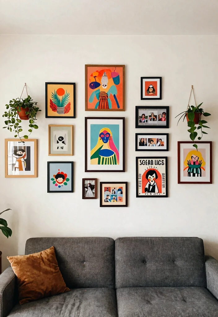 12 College Living Room Ideas That Are Budget Friendly 10. A Gallery Wall 0