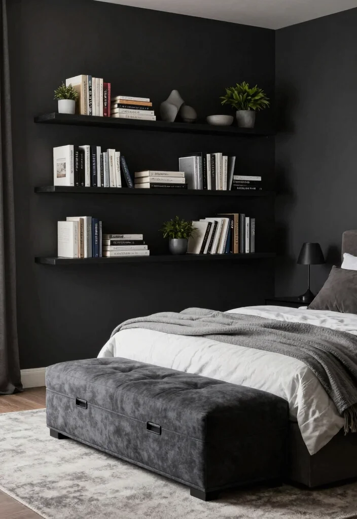 12 Dark Cozy Bedroom Ideas for a Moody Retreat 10. Incorporating Stylish Storage Solutions 0