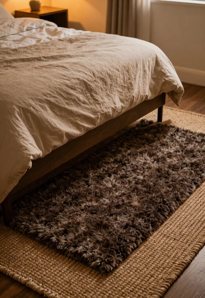 12 Dark Cozy Bedroom Ideas for a Moody Retreat 11. Layered Area Rugs for Warmth 0