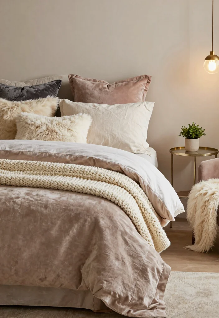 12 Dark Cozy Bedroom Ideas for a Moody Retreat 2. Embrace Textured Fabrics 0