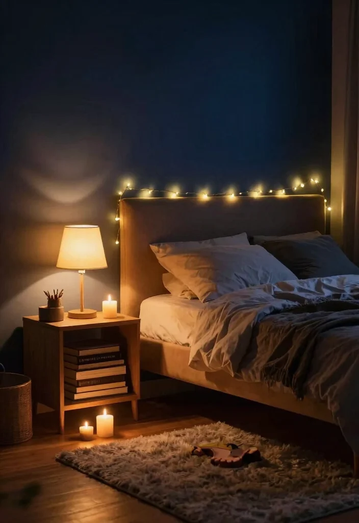 12 Dark Cozy Bedroom Ideas for a Moody Retreat 3. Moody Lighting for Atmosphere 0