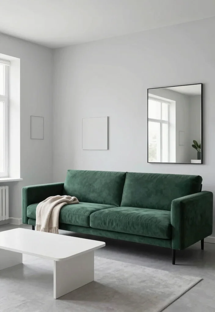 12 Dark Green Sofa Living Room Ideas That Feel Trendy 12 12 Dark Green Sofa Living Room Ideas That Feel Trendy 2. Minimalist Marvel Clean Lines and Monochromatic Shades 0