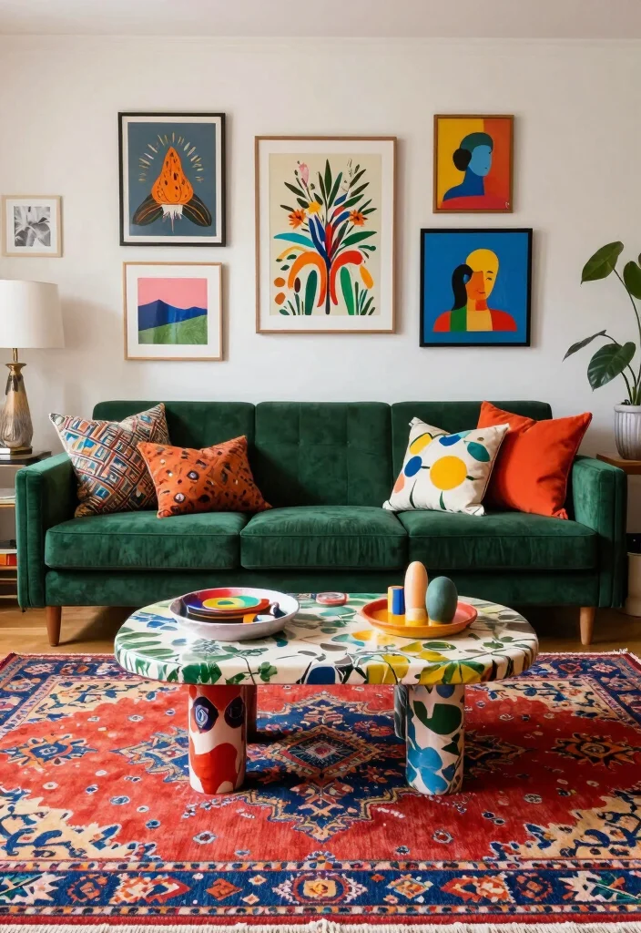 12 Dark Green Sofa Living Room Ideas That Feel Trendy 35 12 Dark Green Sofa Living Room Ideas That Feel Trendy 5. Eclectic Elegance Mixing Patterns and Colors 0