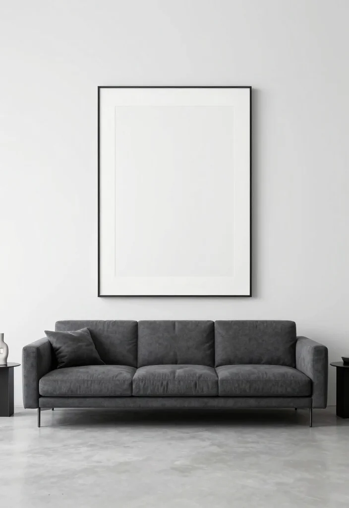 12 Dark Grey Sofa Living Room Ideas with Depth 10. Minimalist Elegance 0