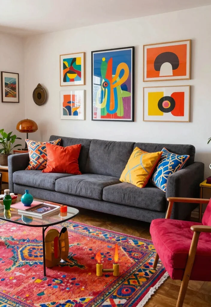 12 Dark Grey Sofa Living Room Ideas with Depth 5. Eclectic Edge 0