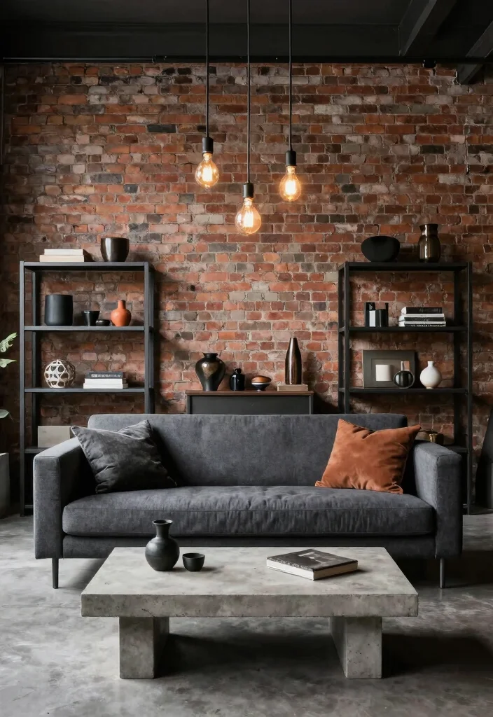 12 Dark Grey Sofa Living Room Ideas with Depth 6. Industrial Inspiration 0