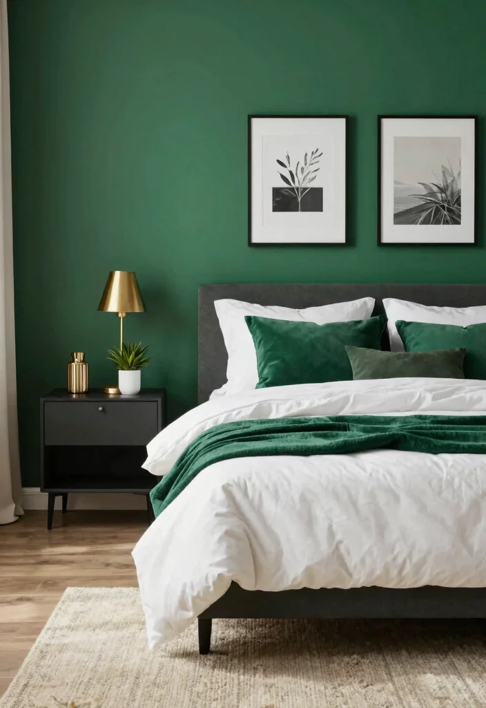 12 Emerald Green Bedroom Ideas That Feel Luxurious 1. Emerald Accent Wall 0