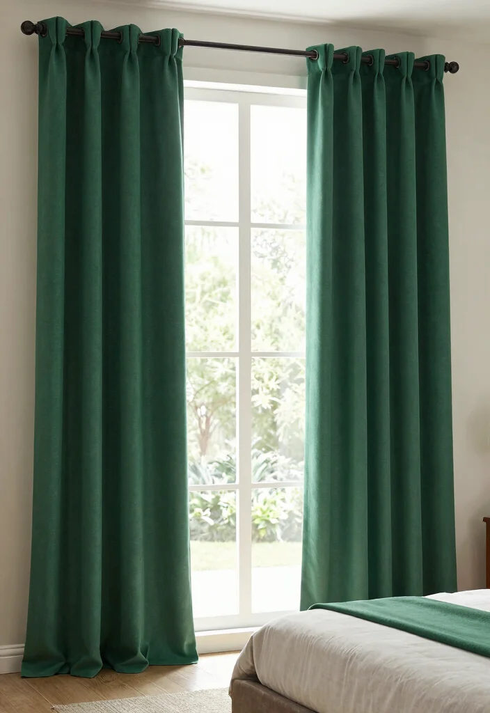 12 Emerald Green Bedroom Ideas That Feel Luxurious 3. Emerald Green Curtains 0
