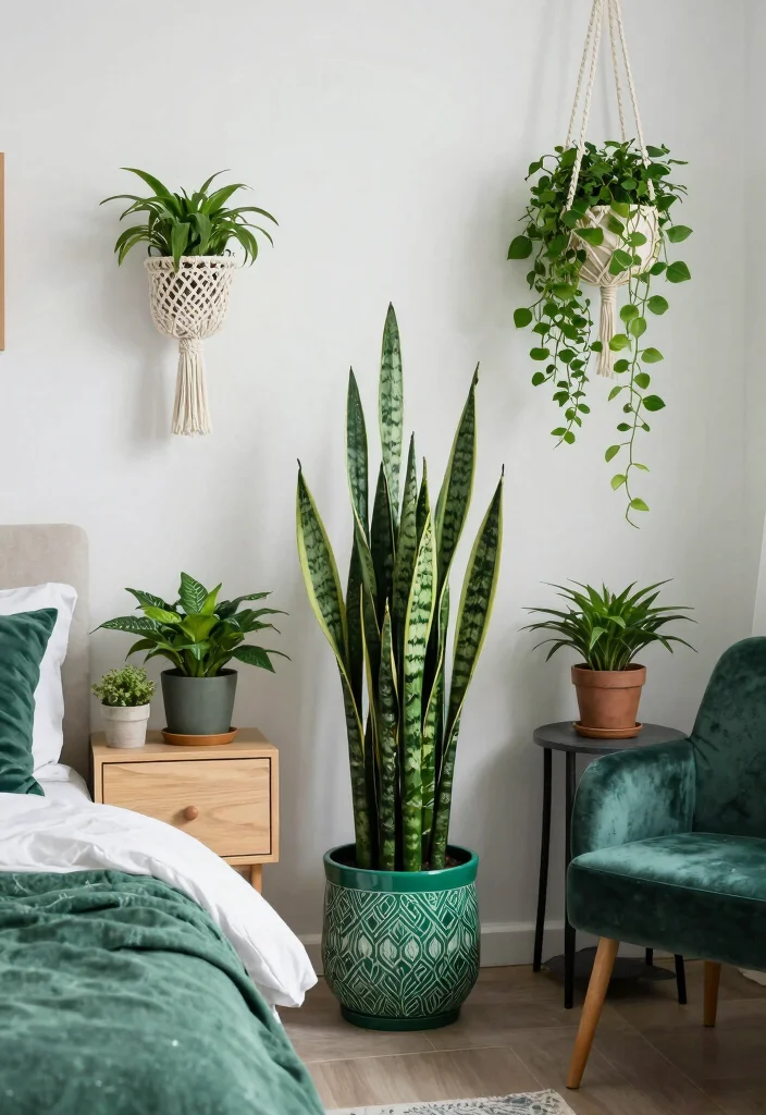 12 Emerald Green Bedroom Ideas That Feel Luxurious 4. Greenery and Plants 0