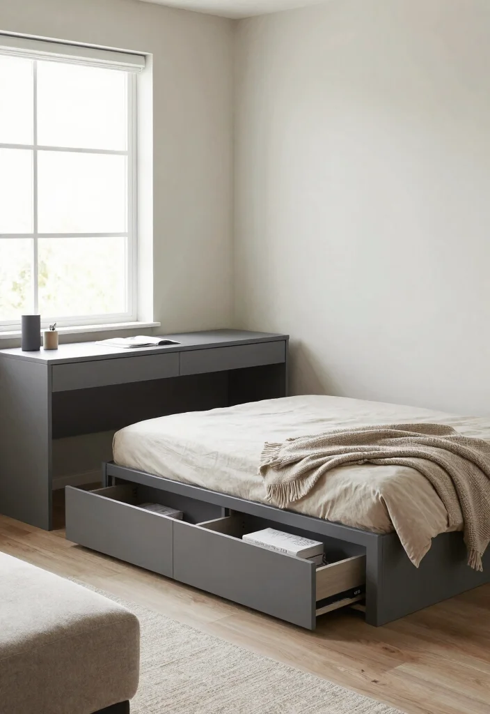 12 Gray and Beige Bedroom Ideas for Soft Neutrals 11. Functional Furniture Choices 0