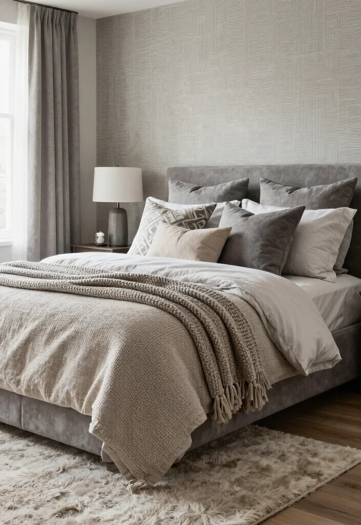 12 Gray and Beige Bedroom Ideas for Soft Neutrals 4. Layered Textures for Depth 0