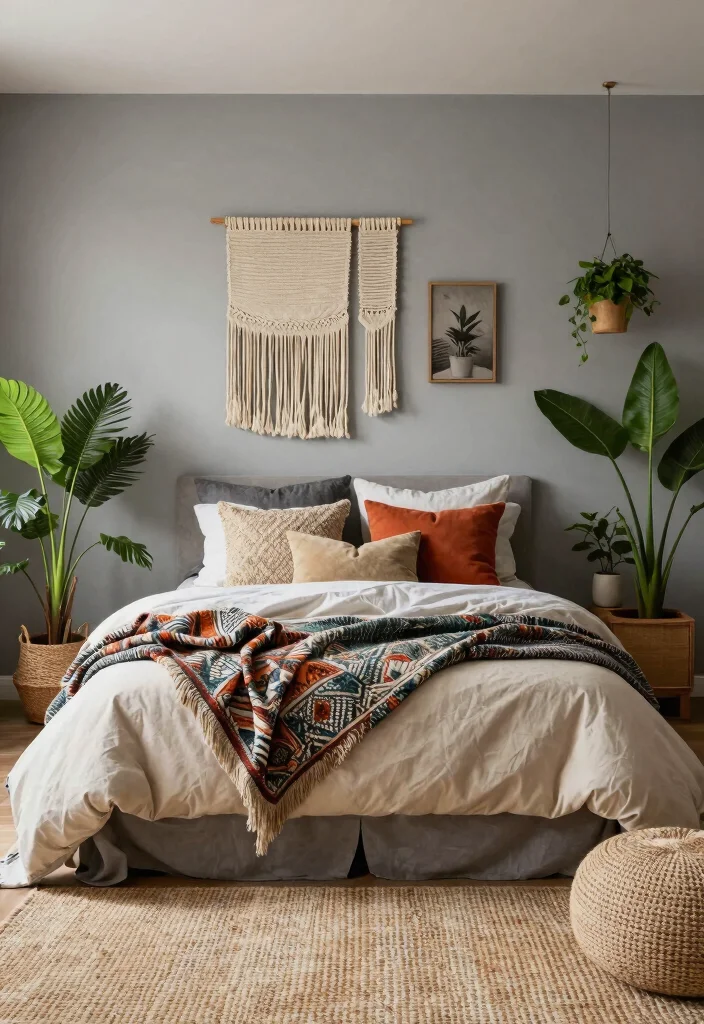 12 Gray and Beige Bedroom Ideas for Soft Neutrals 6. Bohemian Touches in Neutral Tones 0
