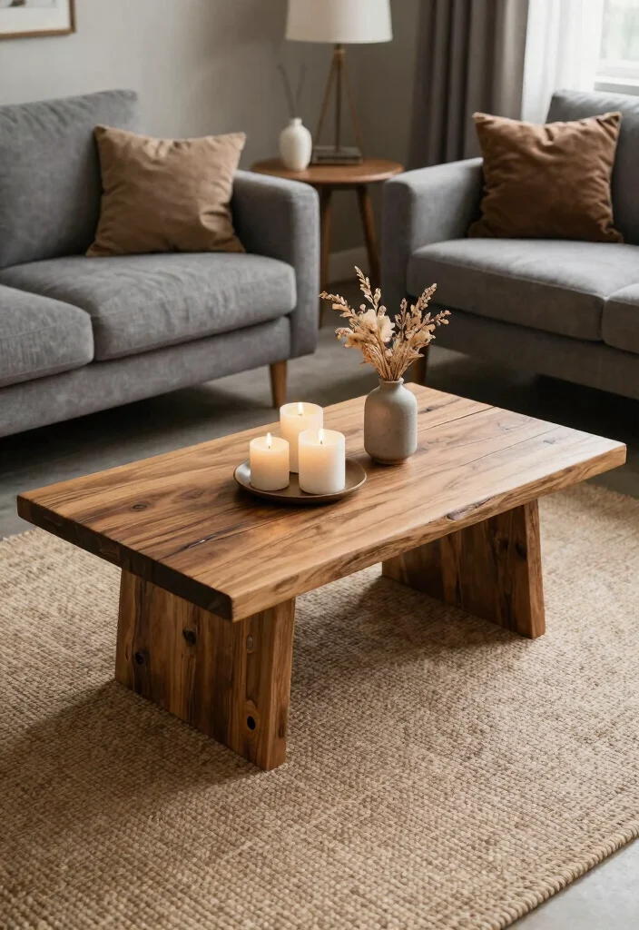 12 Gray and Brown Living Room Ideas That Feel Warm 3. Rustic Wooden Accents 0