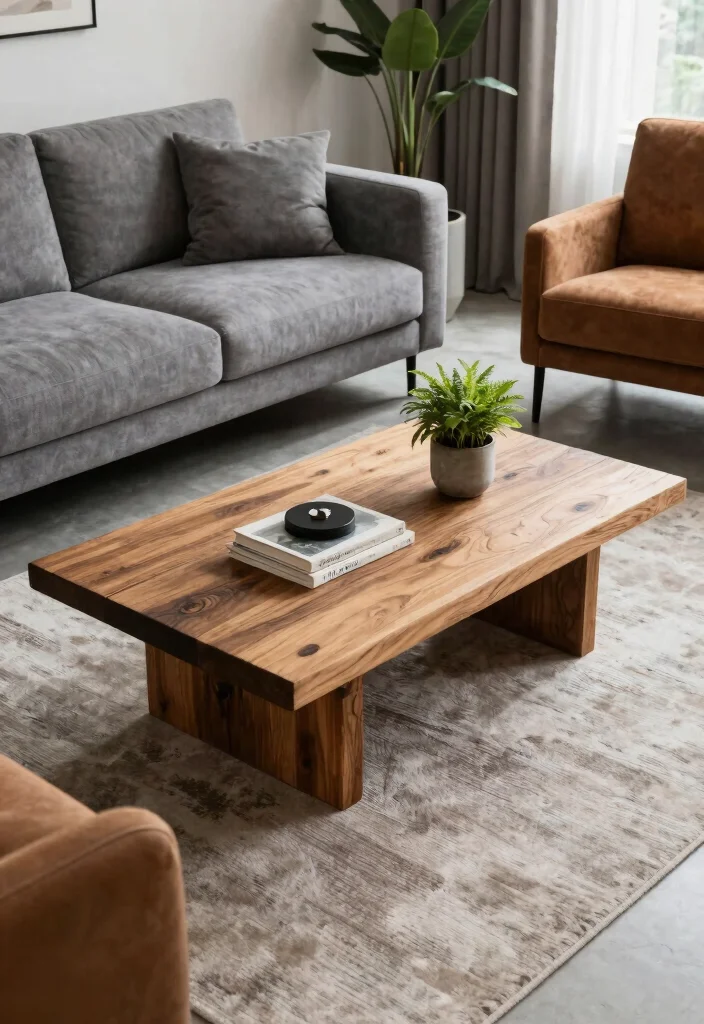 12 Gray and Brown Living Room Ideas That Feel Warm 9. Statement Furniture Pieces 0