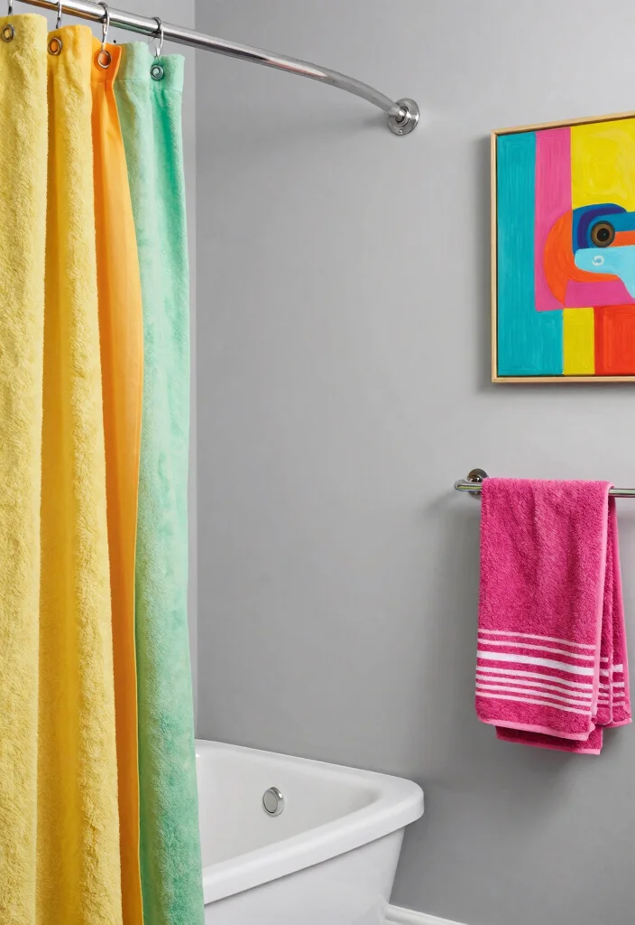 12 Grey Bathroom Ideas That Feel Modern and Timeless 11. Bright Accents 0