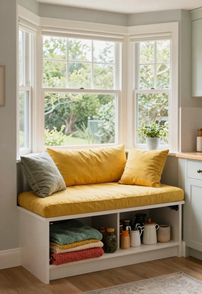 12 Kitchen Bay Window Ideas for Light and Seating 24 12 Kitchen Bay Window Ideas for Light and Seating 4. Window Seat with Storage 0