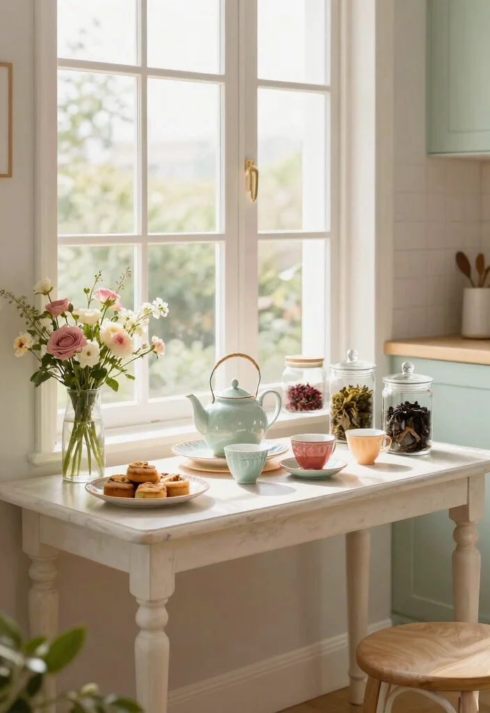 12 Kitchen Bay Window Ideas for Light and Seating 36 12 Kitchen Bay Window Ideas for Light and Seating 6. Elegant Tea Station 0