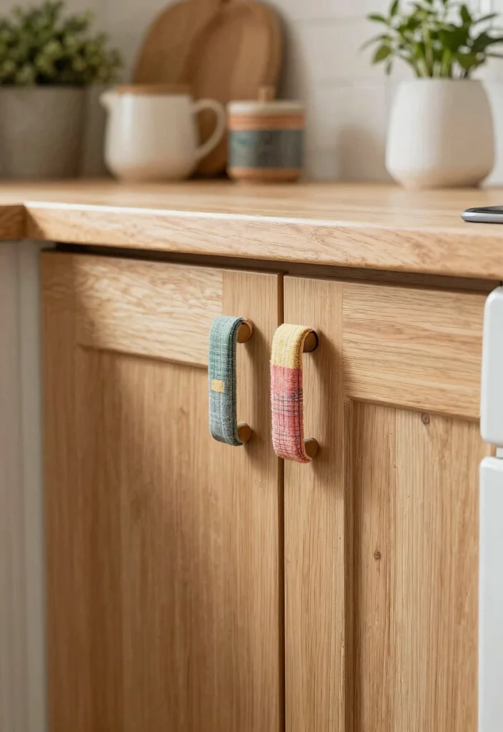 12 Kitchen Cabinet Hardware Ideas That Instantly Upgrade Style 11. Upcycled Fabric Handles 0