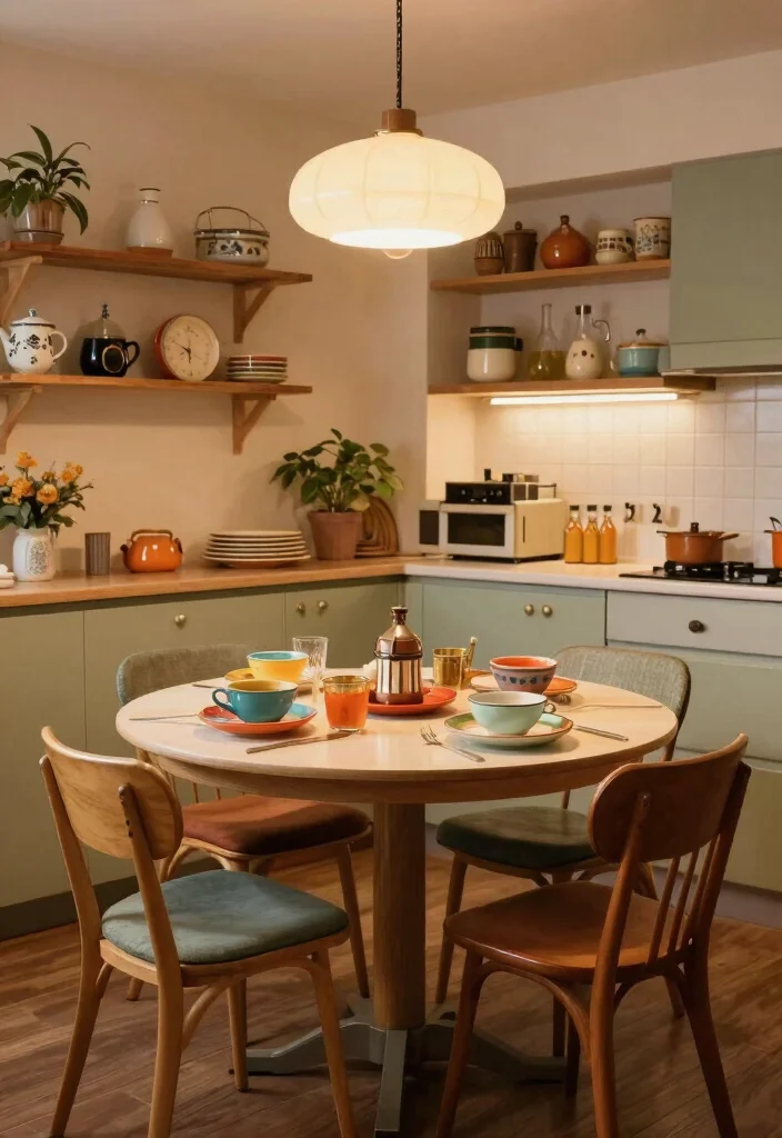 12 Kitchen Sitting Area Ideas for Casual Meals 8. Vintage Inspired Dining Space 0