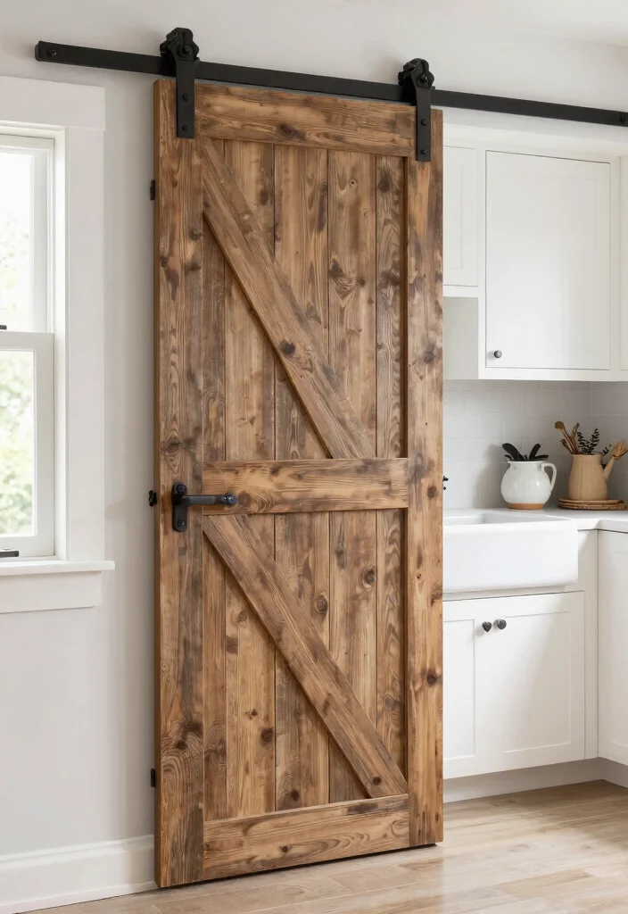12 Kitchen Sliding Door Ideas That Save Space and Add Style 1. Rustic Barn Door Charm 0