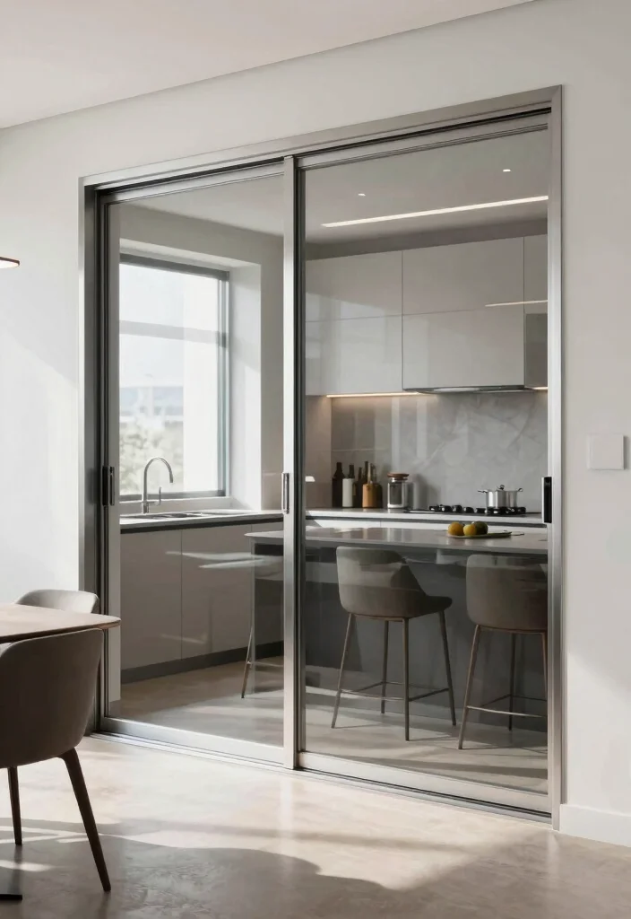 12 Kitchen Sliding Door Ideas That Save Space and Add Style 2. Sleek Glass Panels 0