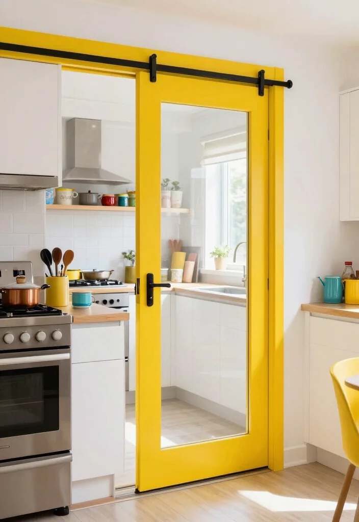 12 Kitchen Sliding Door Ideas That Save Space and Add Style 3. Bold Color Accents 0