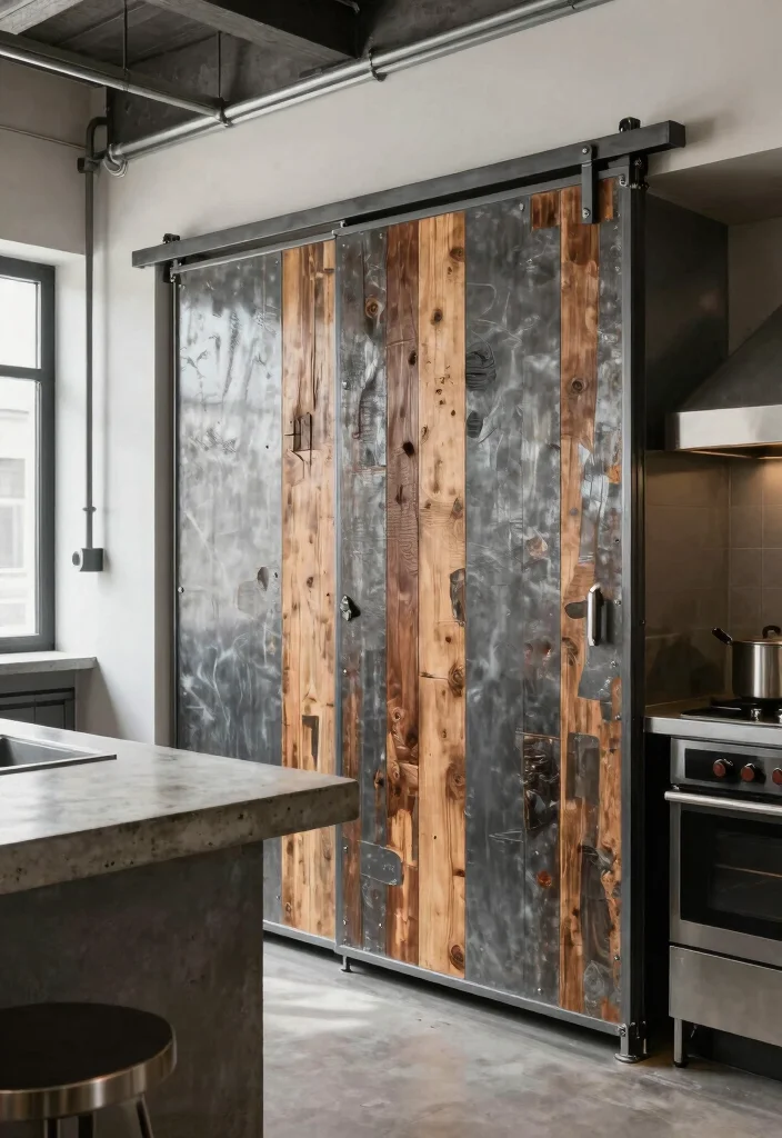 12 Kitchen Sliding Door Ideas That Save Space and Add Style 8. Industrial Chic Appeal 0