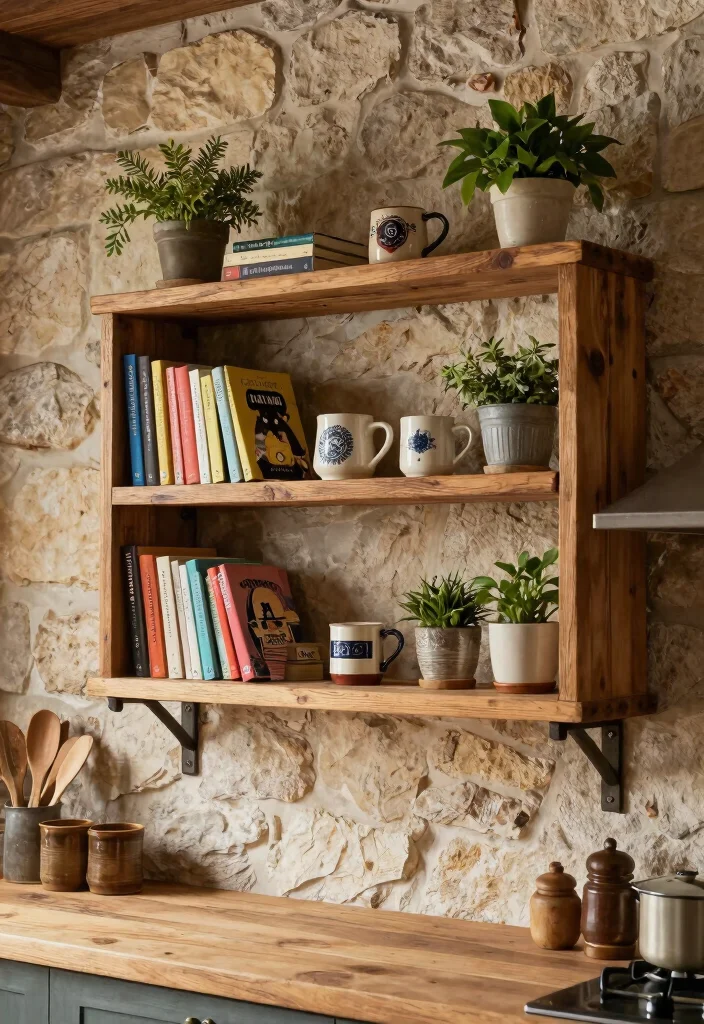 12 Kitchen Wall Shelf Ideas That Balance Style and Storage 1 12 Kitchen Wall Shelf Ideas That Balance Style and Storage 1. Rustic Wooden Planks 0