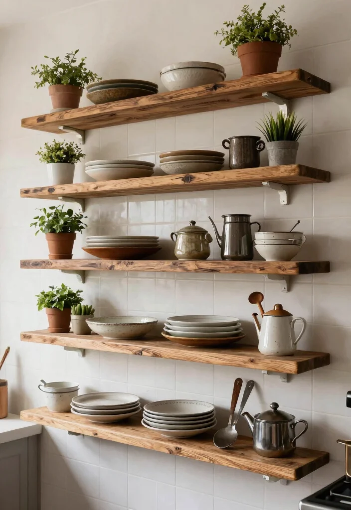 12 Kitchen Wall Shelf Ideas That Balance Style and Storage 25 12 Kitchen Wall Shelf Ideas That Balance Style and Storage 5. Floating Shelves with a Twist 0