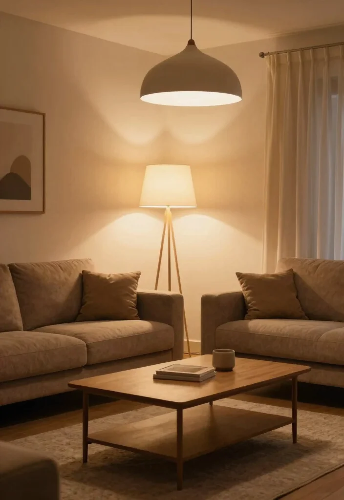 12 Light Brown Couch Living Room Ideas That Feel Cozy 7. Statement Lighting 0