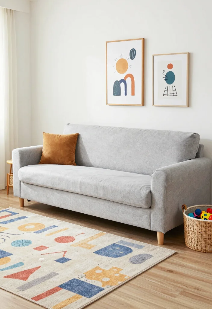 12 Light Gray Couch Living Room Ideas That Style Easily 11. Family Friendly Style 0