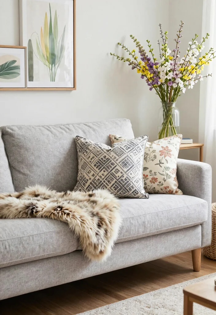 12 Light Gray Couch Living Room Ideas That Style Easily 12. Seasonal Swaps 0