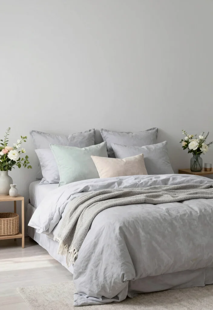 12 Light Grey Bedroom Ideas That Feel Calm and Airy 11. Seasonal Decor Changes 0