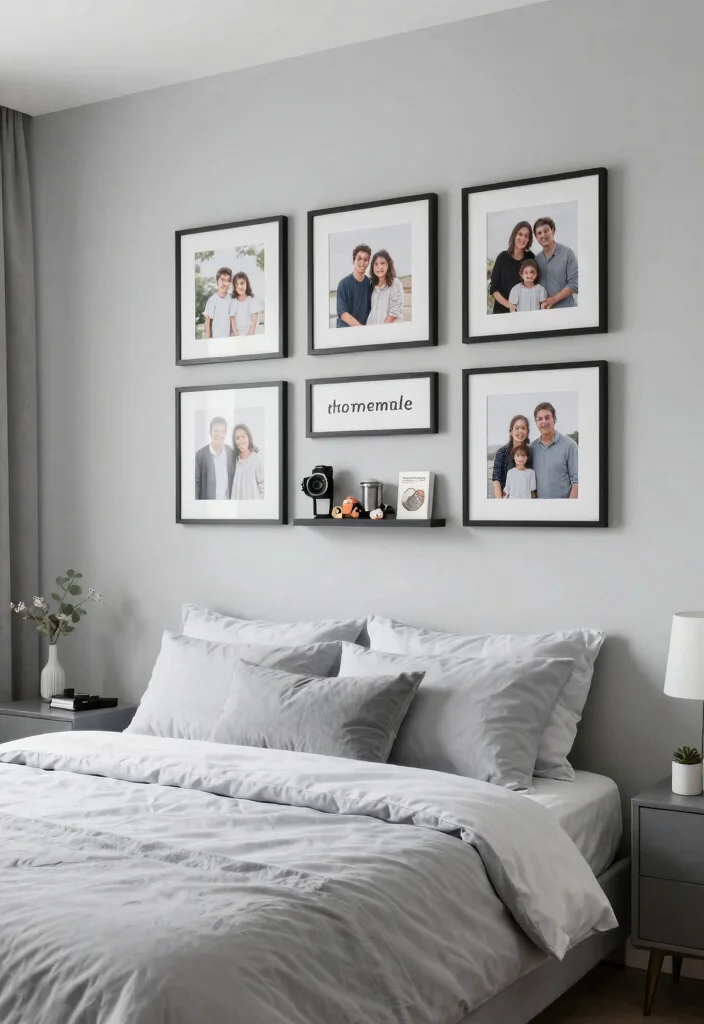 12 Light Grey Bedroom Ideas That Feel Calm and Airy 12. Personalized Touches 0