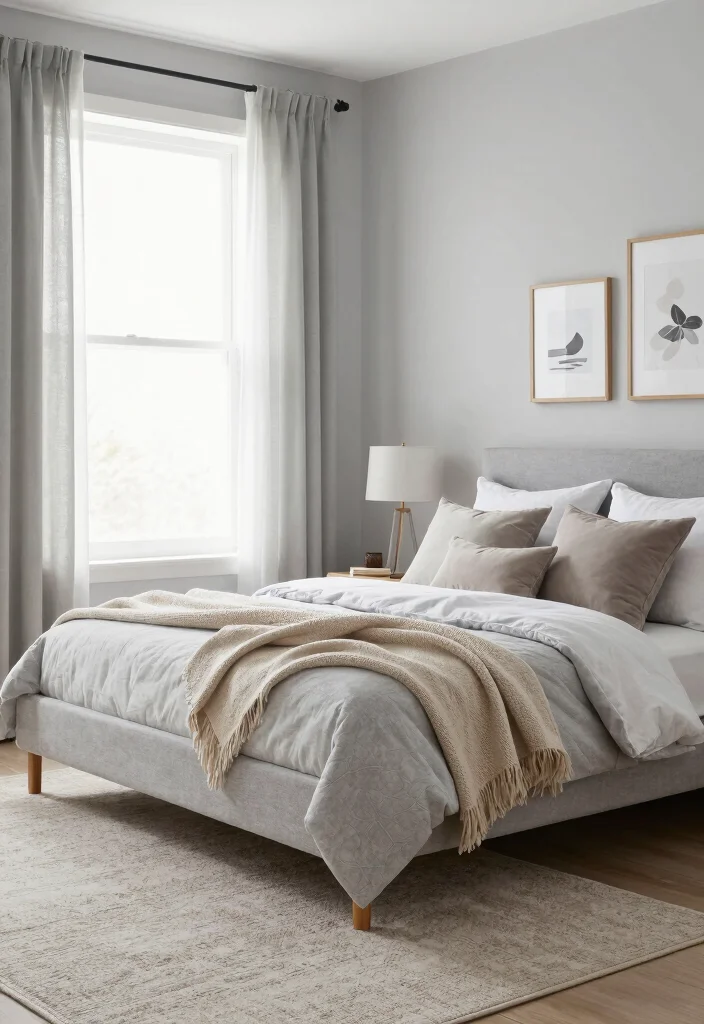 12 Light Grey Bedroom Ideas That Feel Calm and Airy 7. Neutral Color Accents 0