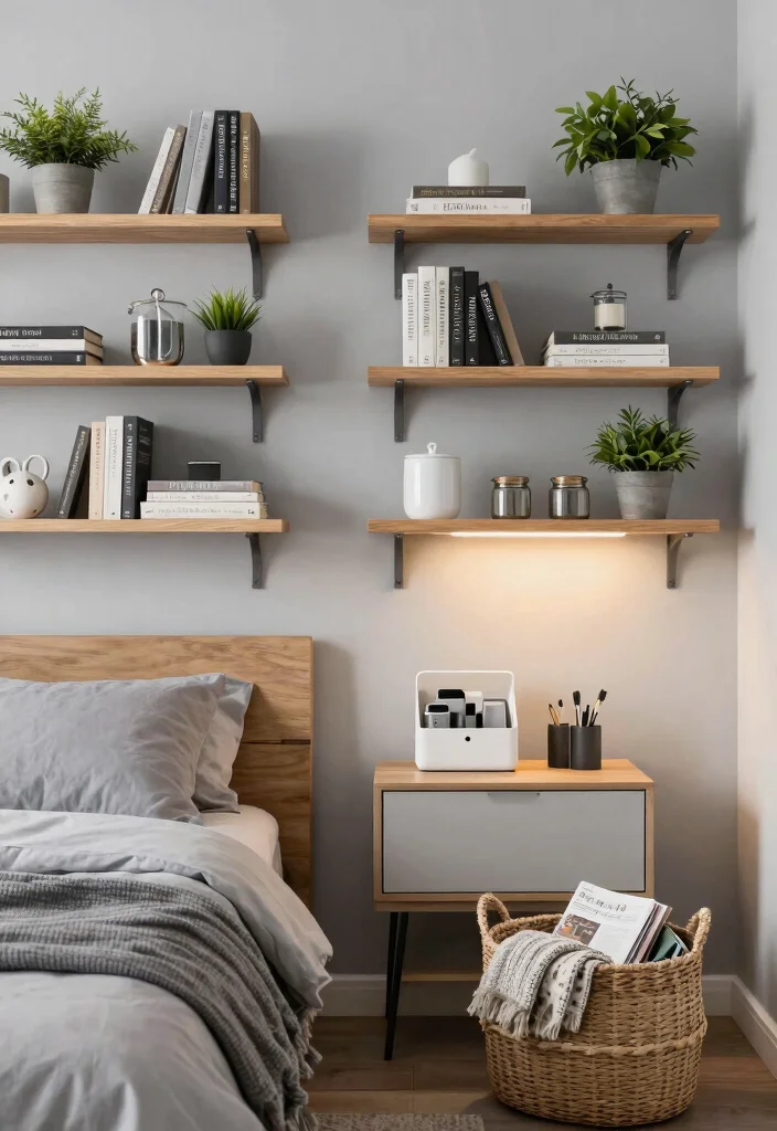12 Light Grey Bedroom Ideas That Feel Calm and Airy 8. Functional Decor 0