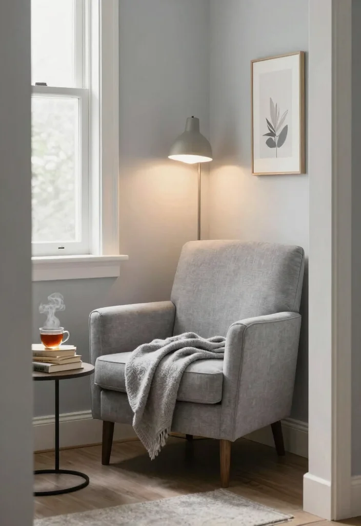 12 Light Grey Bedroom Ideas That Feel Calm and Airy 9. Cozy Nooks 0