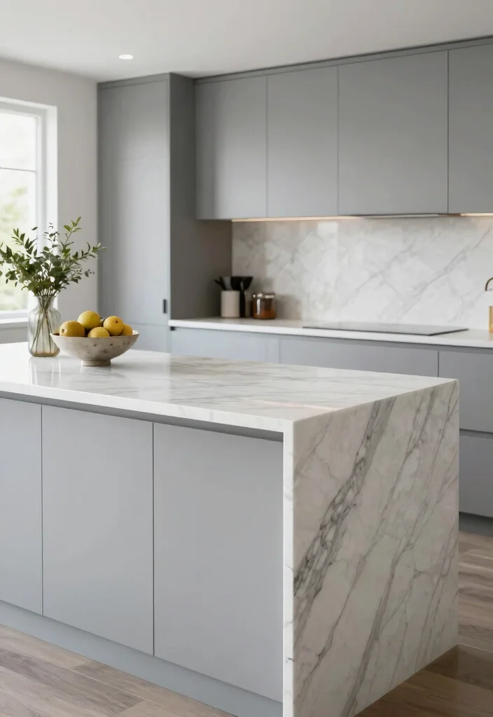 12 Light Grey Kitchen Ideas That Feel Clean and Timeless 4. Stylish Countertops 0