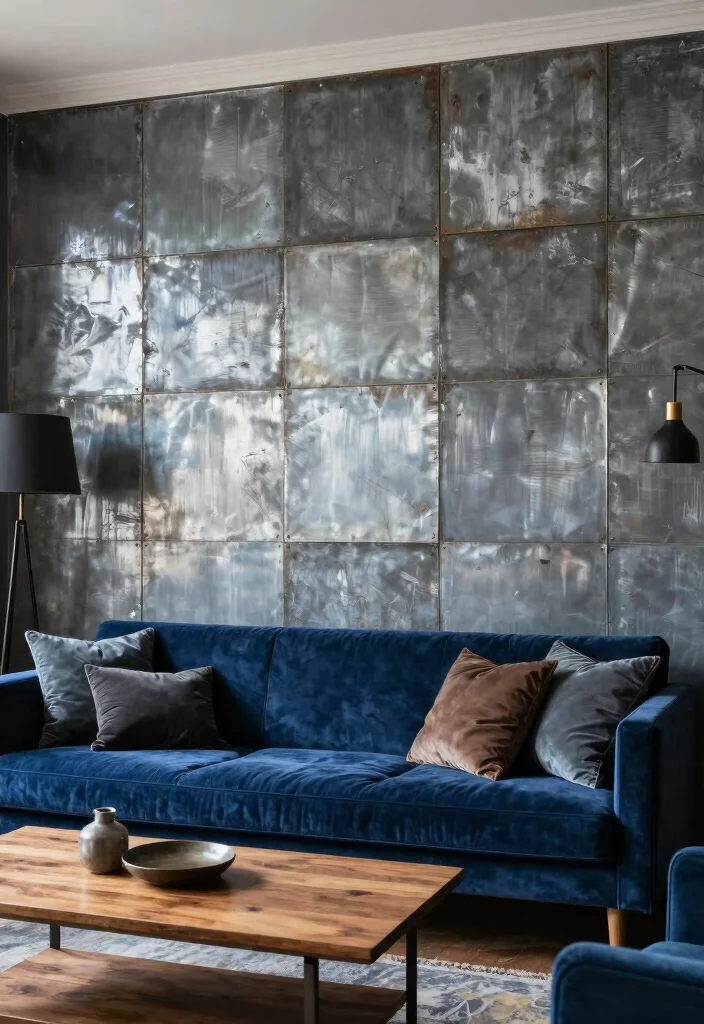 12 Living Room Panelling Ideas That Add Depth 4. Recycled Metal Panels 0