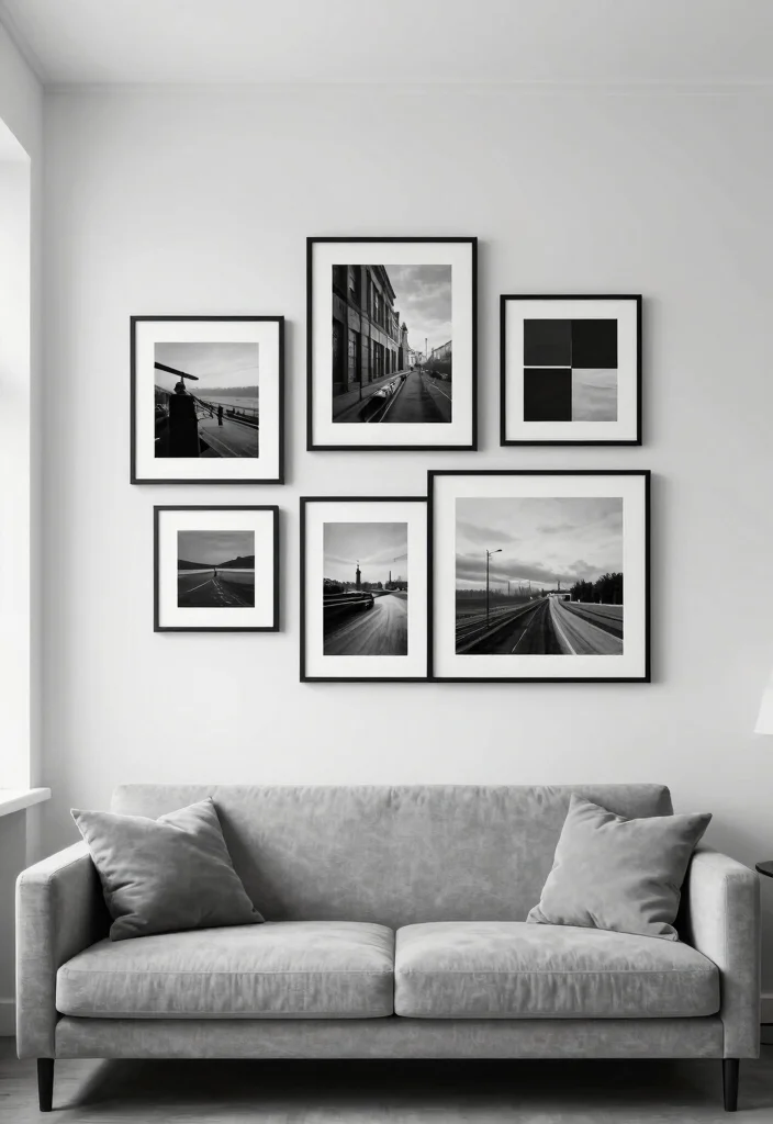 12 Living Room Picture Wall Ideas That Add Personality 12 12 Living Room Picture Wall Ideas That Add Personality 2. Minimalist Monochrome 0