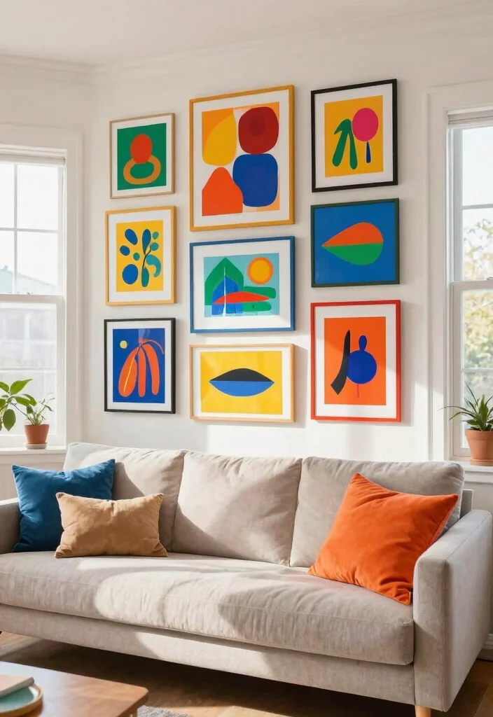 12 Living Room Picture Wall Ideas That Add Personality 25 12 Living Room Picture Wall Ideas That Add Personality 5. Color Pop with Art 0