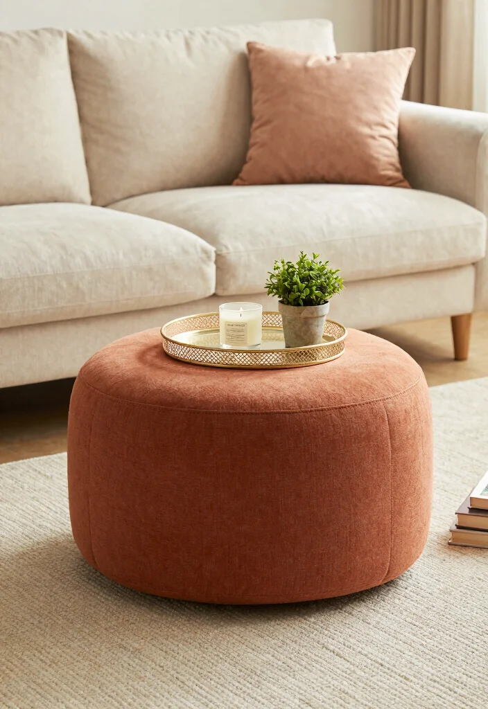 12 Living Room Side Table Ideas That Are Stylish and Useful 2. Ottoman Tables for Dual Purpose 0