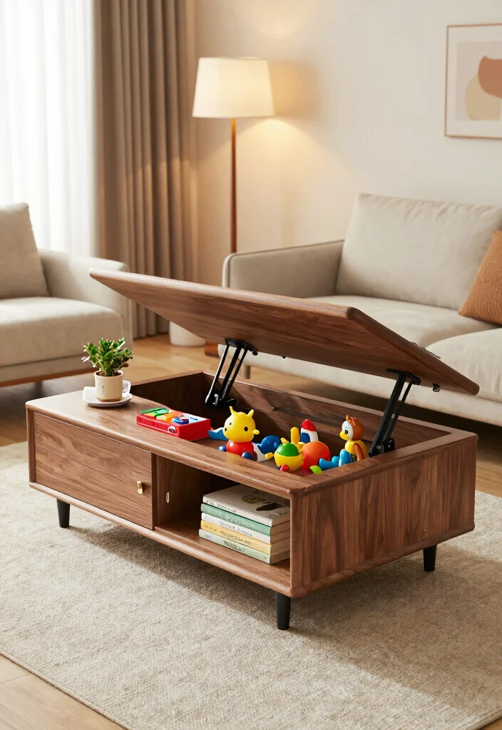 12 Living Room Toy Storage Ideas That Hide the Mess 8. Multi Functional Coffee Tables 0